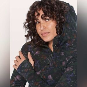 Lululemon Scuba Jacket Frozen Flourish Hoodie Cotton Fleece Multi Black Size 6